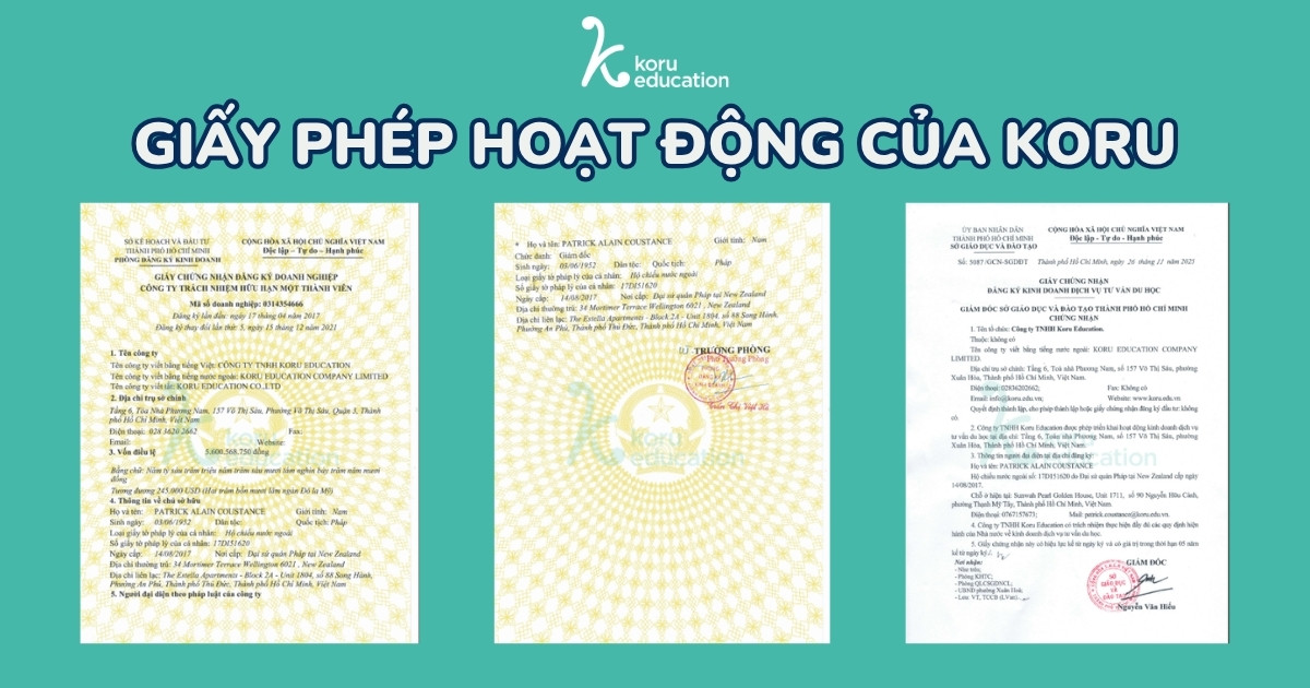 giấy phép hoạt động Koru Education